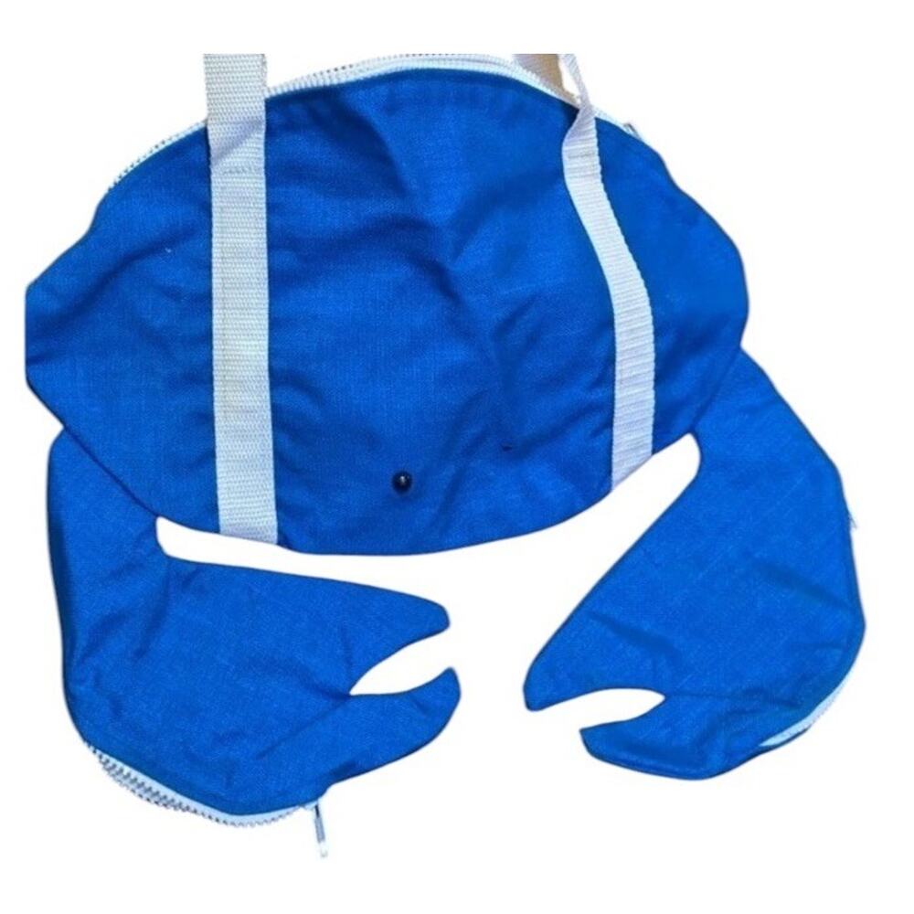 Vtg Crab Shaped Bag Bagz Tote Blue Nautical Beach Pool Kids Summer 90s